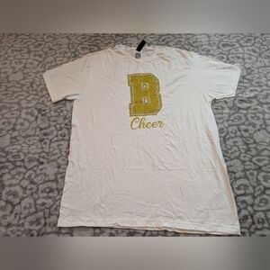 Men's White T-Shirt with Gold 'B Cheer' Design